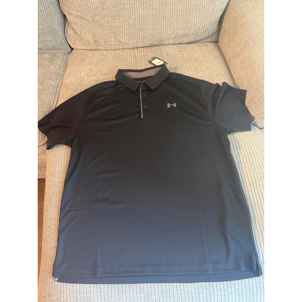 Under Armour Mens Loose Fit Polo Shirt Dark Gray 2XL Short Sleeve Golf Training